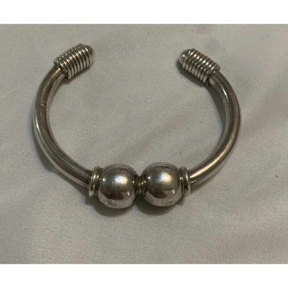 Sterling Silver Brass Cuff Bracelet Mexico Vtg Mid Century 30g